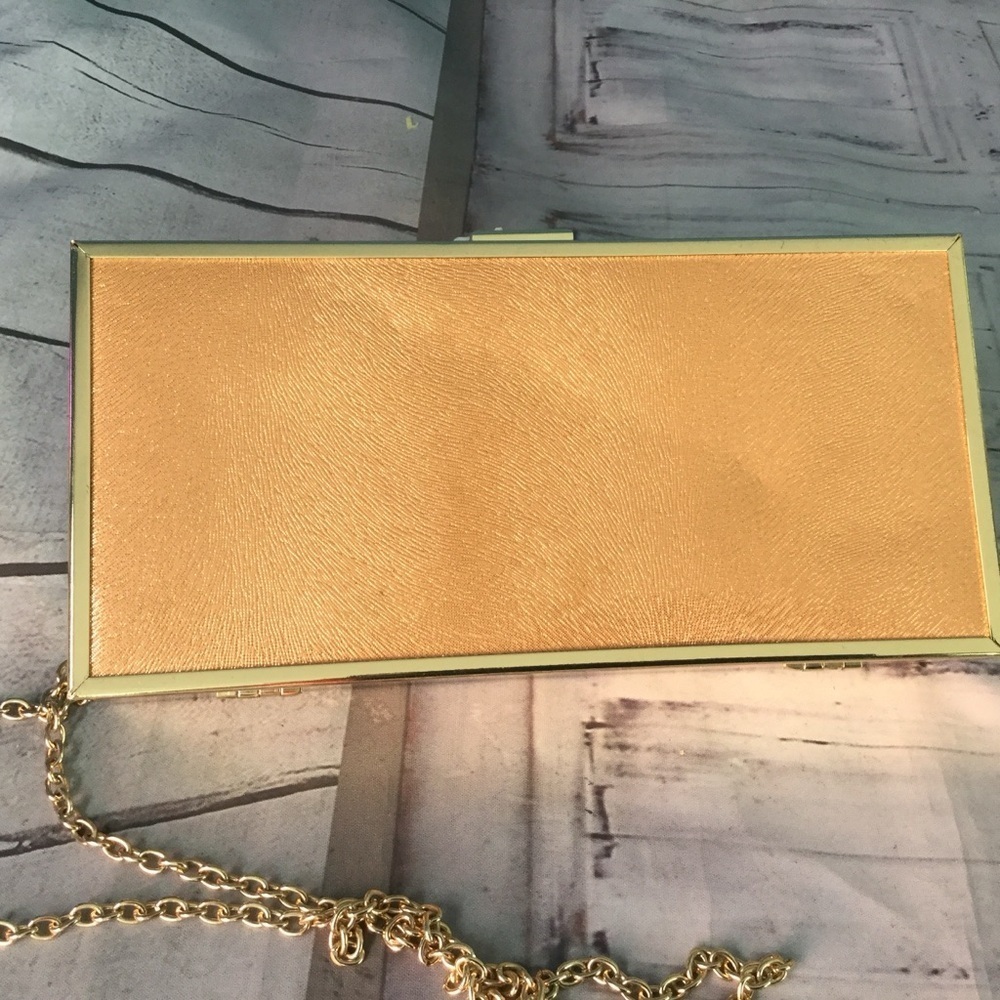 JustFab Gold Clutch with Elegant Flap Closure - Picture 4 of 8